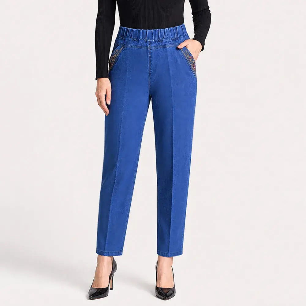 1 pieza 32 euros 📏【L-5XL】Nuevos jeans de mujer de alta elasticidad, transpirables y cómodos, corte ajustado, fáciles de combinar