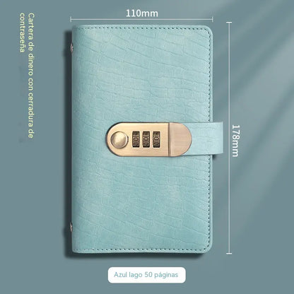 📓💰🔐Se utiliza una libreta protegida con contraseña para guardar cheques, dinero en efectivo, tarjetas bancarias y diversos comprobantes.