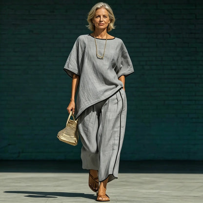 🔥Conjunto informal de verano de 2 piezas: material ultratranspirable, corte holgado que absorbe el sudor, tallas S-5XL.