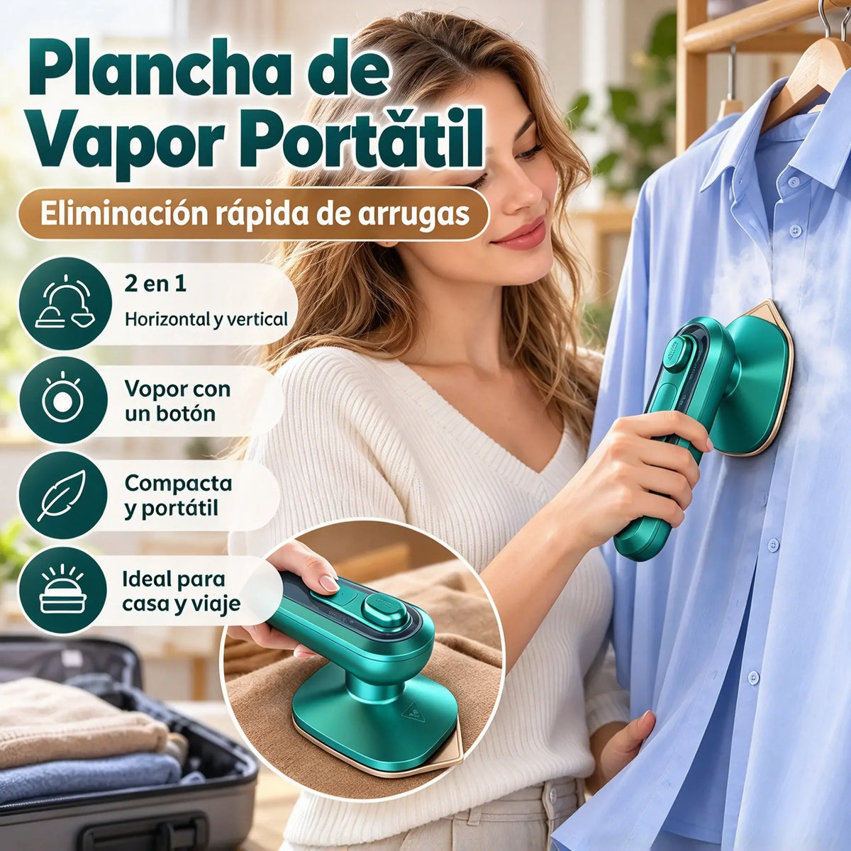 1 unidad por 30 euros💨 👕Plancha eléctrica portátil, vaporizador de ropa doméstico portátil