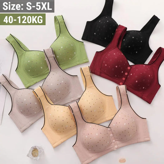 😍【Pack de 3】Sujetador para mujer sin aros y con cierre frontal 【40-120 kg】❤️Cómodo, antibacteriano y de algodón natural