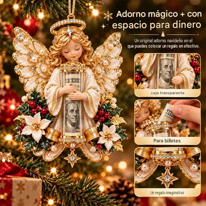 🎁 Juego de 5 piezas ✨ Adornos navideños con ángeles, que también se pueden usar como organizadores de monedas.