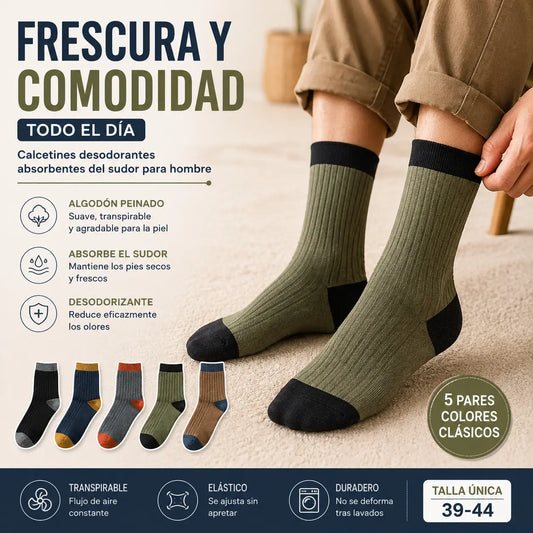 🧦【Compre 5 y obtenga 5 gratis】10 pares 29 euros😍 Calcetines desodorantes cálidos absorbentes del sudor para hombre