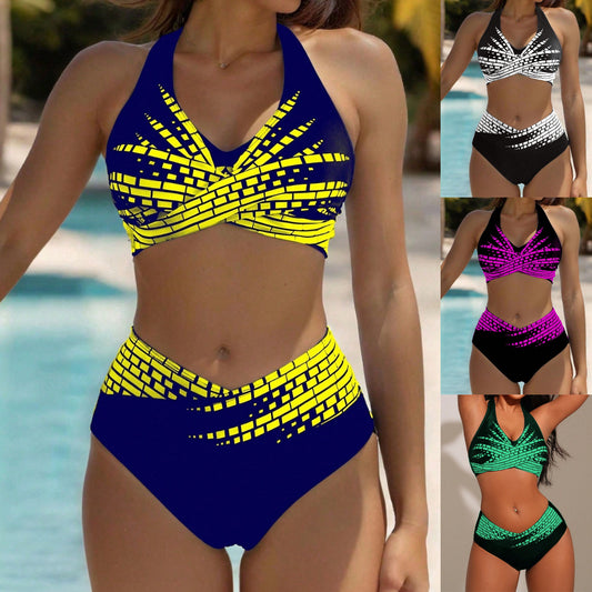 👙【50% popusta 💥】【L–5XL】👉 Dvodijelni bikini za žene u većim veličinama ✅ Visoki struk ✅ Visoka elastičnost