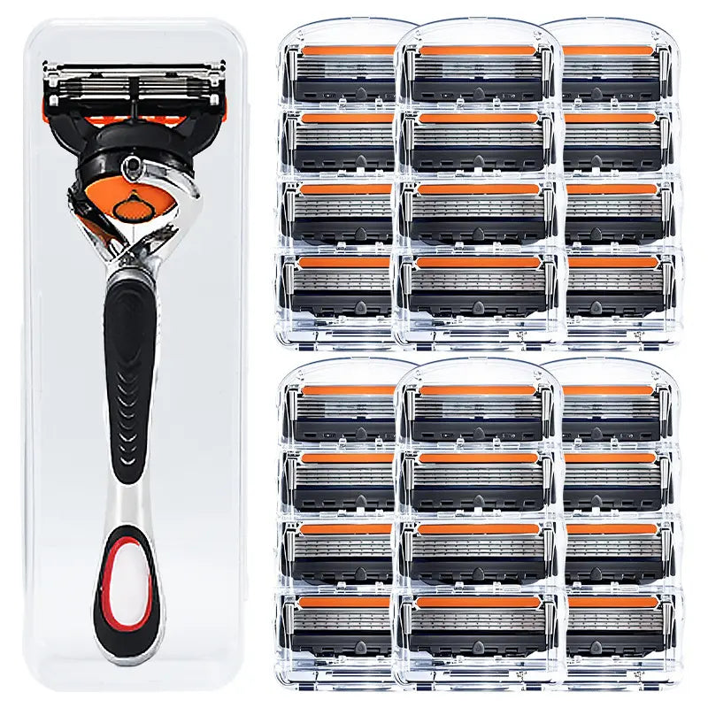 🔥【50% de Descuento】Set de Recambios de Afeitar para Hombre + Soporte | Afeitado Suave y Preciso 🪒✨