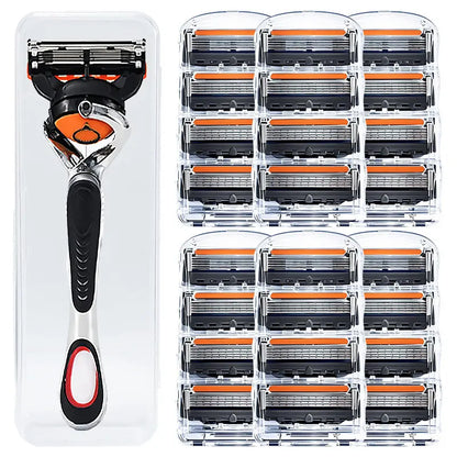 🔥【50% de Descuento】Set de Recambios de Afeitar para Hombre + Soporte | Afeitado Suave y Preciso 🪒✨