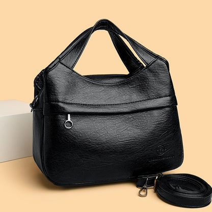 👜Bolso de hombro retro de gran capacidad para mujer, sencillo y versátil, de color sólido, bolso de viaje informal de piel suave de alta calidad.