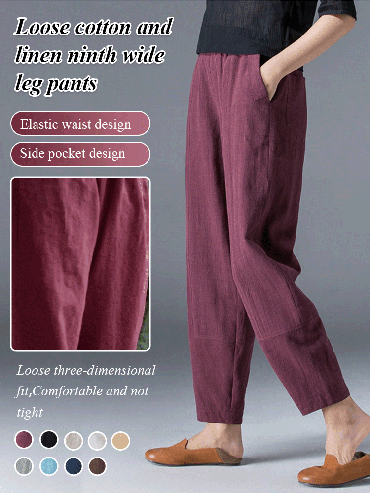 💥🔥【S-5XL】✨💕 Dámské módní ležérní kalhoty s vysokým pasem, vyrobené z čisté bavlny