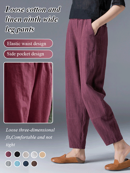 💥🔥【S-5XL】✨💕 Dámské módní ležérní kalhoty s vysokým pasem, vyrobené z čisté bavlny