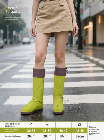 🔥🎁 Cubrezapatos impermeables plegables de caña alta: con un diseño antideslizante de doble cierre, estos protectores para los pies están especialmente diseñados para los desplazamientos diarios al aire libre y las salidas en días de lluvia.