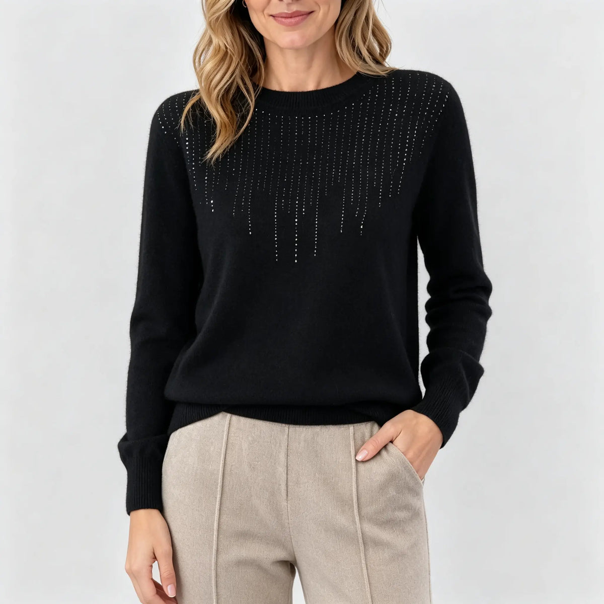 🔥🍁 [Novedad de otoño] [Tallas S-2XL] ✨🌷 Top de punto para mujer, elegante, con estilo y de alta calidad, con cuello redondo.