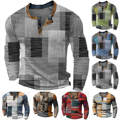 🎁😍[Oferta por tiempo limitado] 👔[S-4XL] Camiseta estampada de manga larga para hombre