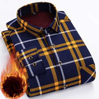 👔【L-5XL】La nueva camisa térmica de terciopelo de doble cara para hombre de otoño e invierno está de moda y es versátil.