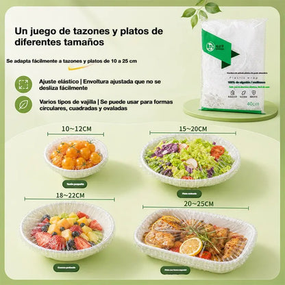 ⏳50% de descuento🔥【300 piezas】27 €🎉Cuanto más compres, más ahorrarás🎁Tapas elásticas desechables para alimentos, aptas para cuencos y platos