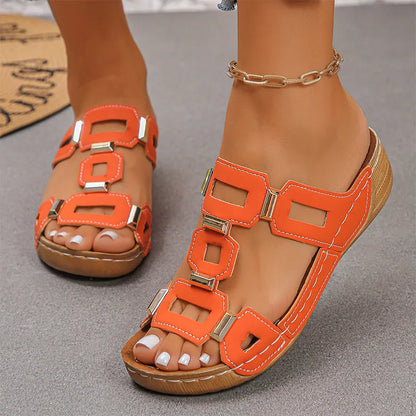 👡【Cómodas, camina sin cansarte】Sandalias retro de plataforma con tacón de cuña (ortopédicas)
