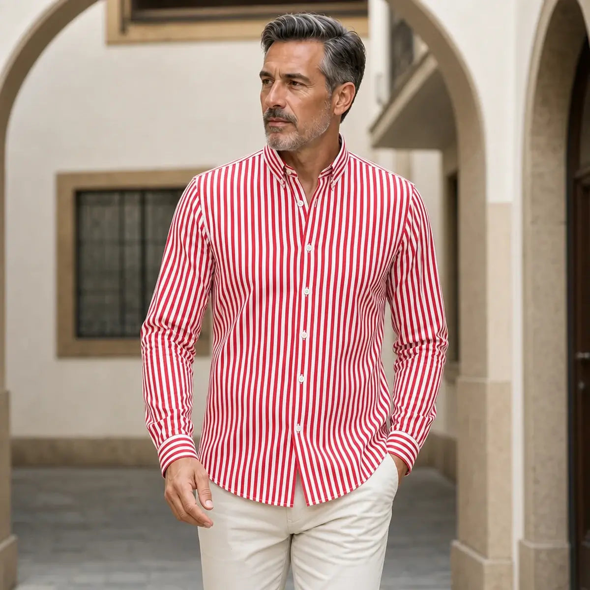 🔥👕【M-5XL】Camisa de negocios de rayas para hombre de manga larga 2026