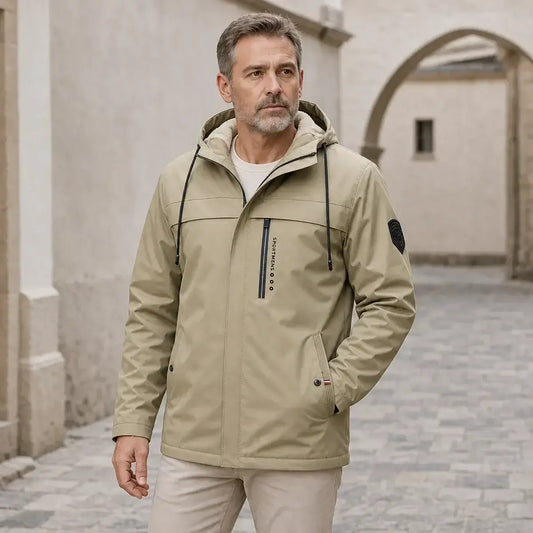 Chaqueta de lana para hombre con capucha – Chaqueta de invierno para actividades al aire libre – Chaqueta impermeable