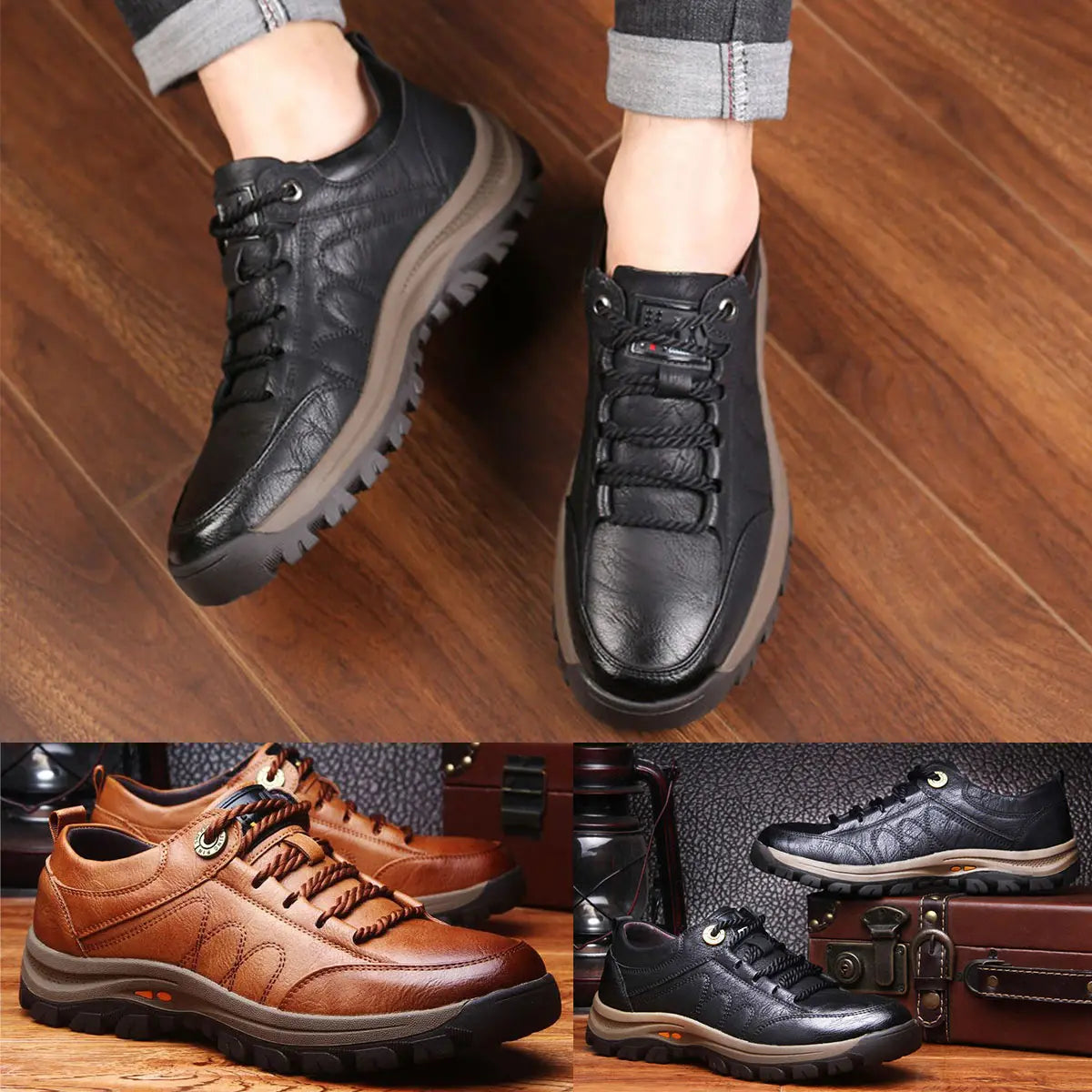 👞【39-48】Zapatos Cuero Casual Hombre/Mujer - Impermeables y Antideslizantes