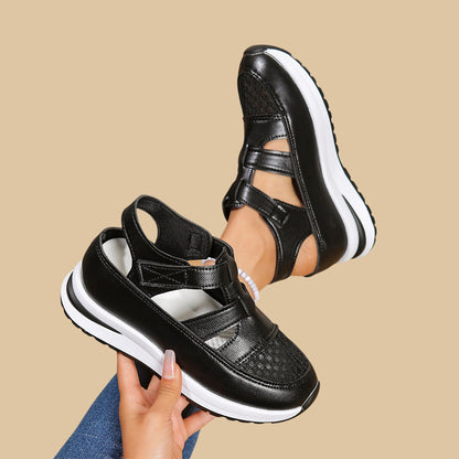 Sandalias deportivas de plataforma para mujer, parte superior de malla transpirable, suela suave.