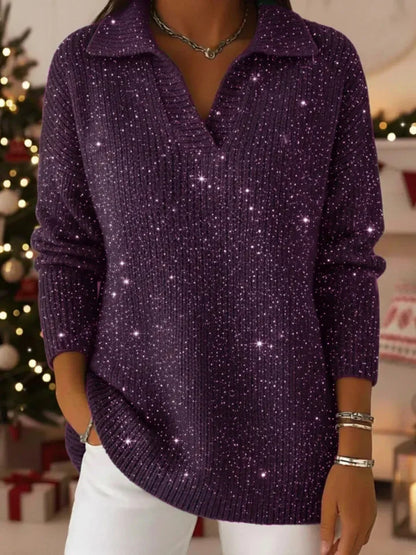 🔥50% de descuento🔥【S-3XL】Prendas de punto elegantes y de moda para mujer, diseño de cuello en V, estampado de cielo estrellado
