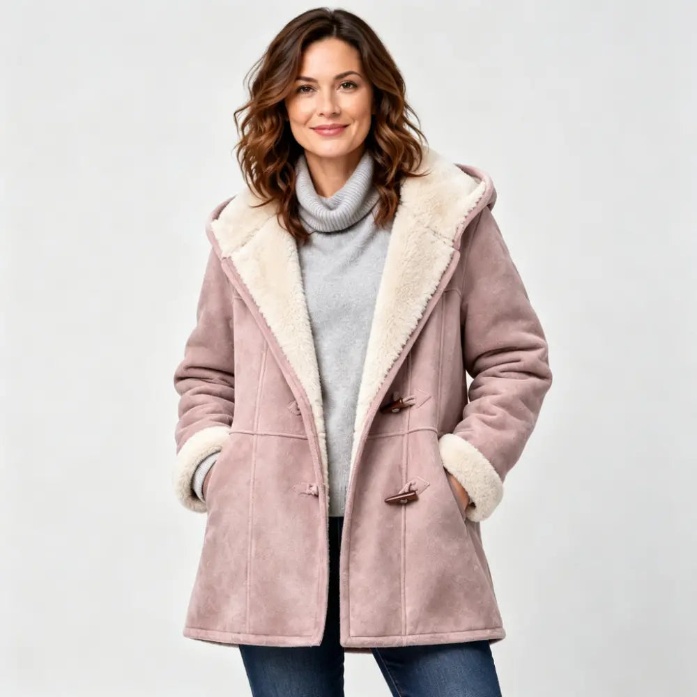 🐏🥼50% OFF💖 Elegantní a teplý dámský kabát z imitace semiše s fleecovou podšívkou, velikosti S-5XL, ležérní zimní bunda