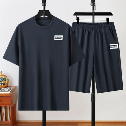 【Pago contra entrega】Conjunto deportivo de verano de 2 piezas para hombre: cómoda camiseta de manga corta y pantalones cortos para el día a día y el hogar.