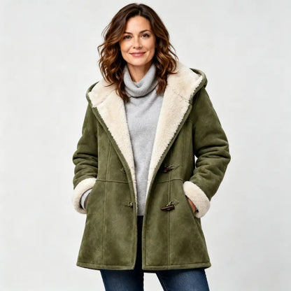 🐏🥼50% OFF💖 Elegantní a teplý dámský kabát z imitace semiše s fleecovou podšívkou, velikosti S-5XL, ležérní zimní bunda