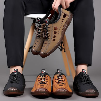 🔥Cantidad limitada🔥 ✨【Tallas 39-44】Zapatos casuales para hombre: cuero genuino, transpirables y antideslizantes, con parte superior perforada.