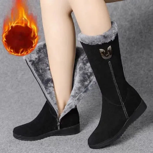 🎁✨Descuento de invierno 49% [35-41] Botas de nieve cálidas de invierno para mujer, botas Martin con tacones medios y de cuña, cremallera antideslizante
