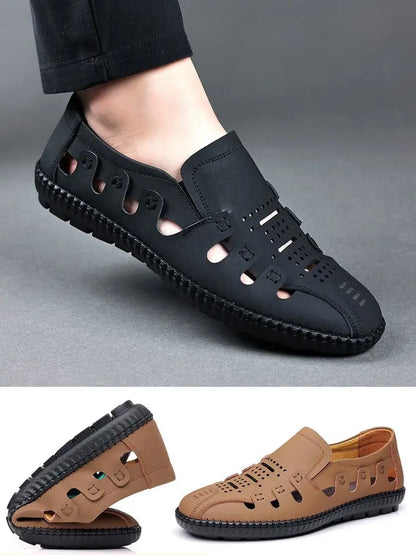 【39-44】 Zapatos casuales de verano para hombre en piel auténtica con aberturas