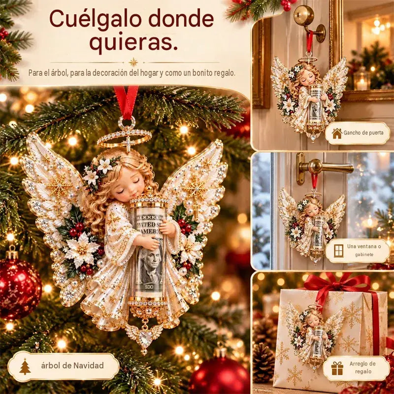 🎁 Juego de 5 piezas ✨ Adornos navideños con ángeles, que también se pueden usar como organizadores de monedas.