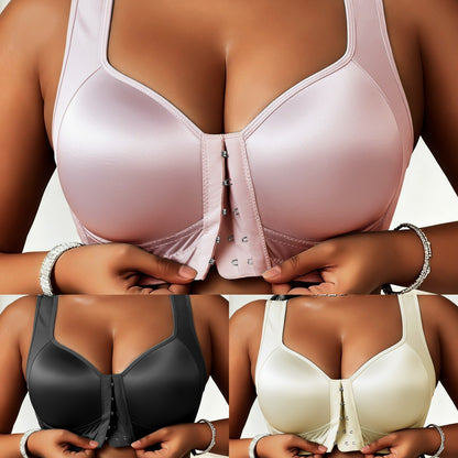 😍👙【Paquete de 3 piezas】【40-100 kg】Sujetador de mujer sin aros con cierre frontal
