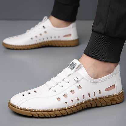 🔥【39-44】Zapatos casuales de hombre de piel auténtica, con diseño calado y suela blanda.