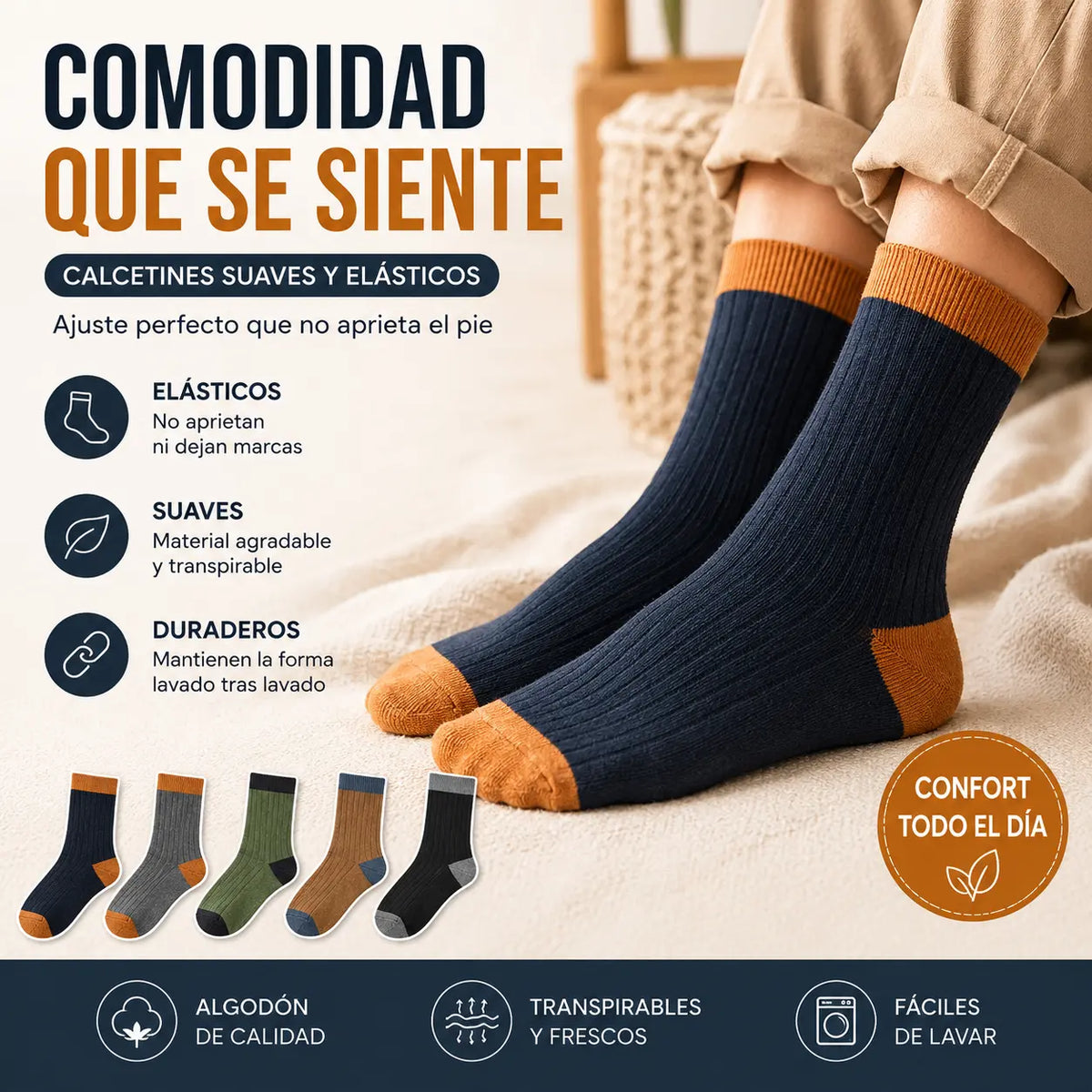 🧦【Compre 5 y obtenga 5 gratis】10 pares 29 euros😍 Calcetines desodorantes cálidos absorbentes del sudor para hombre