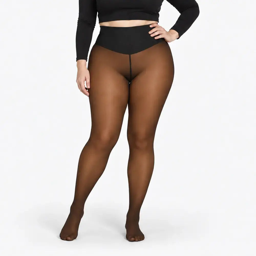 ✨【XS-3XL / 4 colores】 Leggings con forro polar y efecto semitransparente; diseño con una única costura en la parte delantera y trasera. Son leggings semitransparentes que funcionan como capa base.