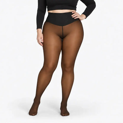 ✨【XS-3XL / 4 colores】 Leggings con forro polar y efecto semitransparente; diseño con una única costura en la parte delantera y trasera. Son leggings semitransparentes que funcionan como capa base.
