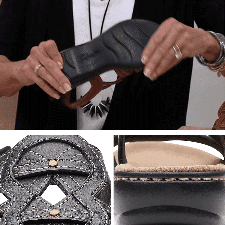 ☀️👡【35-43】Sandalias planas de cuero suaves y cómodas para mujer, ideales para uso diario.