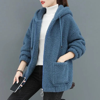 🔥✨【M-4XL】Abrigo con capucha de lana de felpa para mujer, nueva moda de invierno 2026
