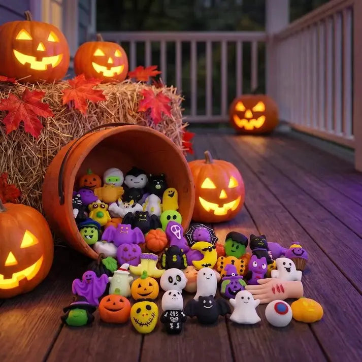 50 piezas 29 euro🎃Juguetes antiestrés con forma de empanadilla con temática de Halloween, adorables empanadillas con forma de fantasma de calabaza para aliviar el estrés.