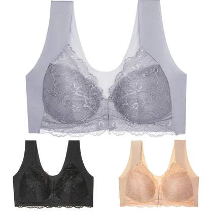 💖Precio súper bajo por tiempo limitado【Conjunto de 3 piezas】【40-100 kg】😍Sujetador push-up de encaje para tallas grandes