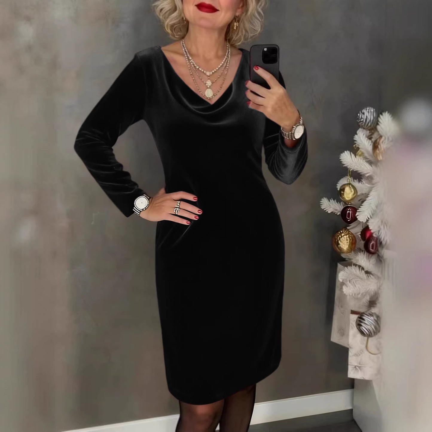 ✨ Vestido de terciopelo 2026 | Mangas largas | Estilo sexy y elegante ✨