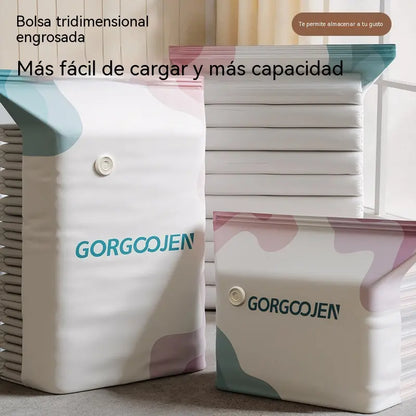 🧳 Pack de 5【Compra 3 y Llévate 2 GRATIS】Bolsas de Almacenaje al Vacío para Ropa, Sin Bomba, Bolsas Cúbicas Grandes para Ahorrar Espacio en Organizar Armarios, Viajes y Mudanzas