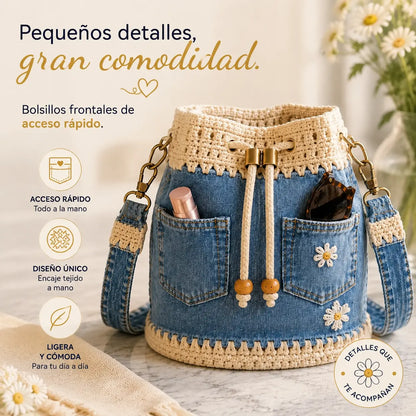 Bolso de mezclilla trenzada estilo boho que complementará cualquier atuendo ✨
