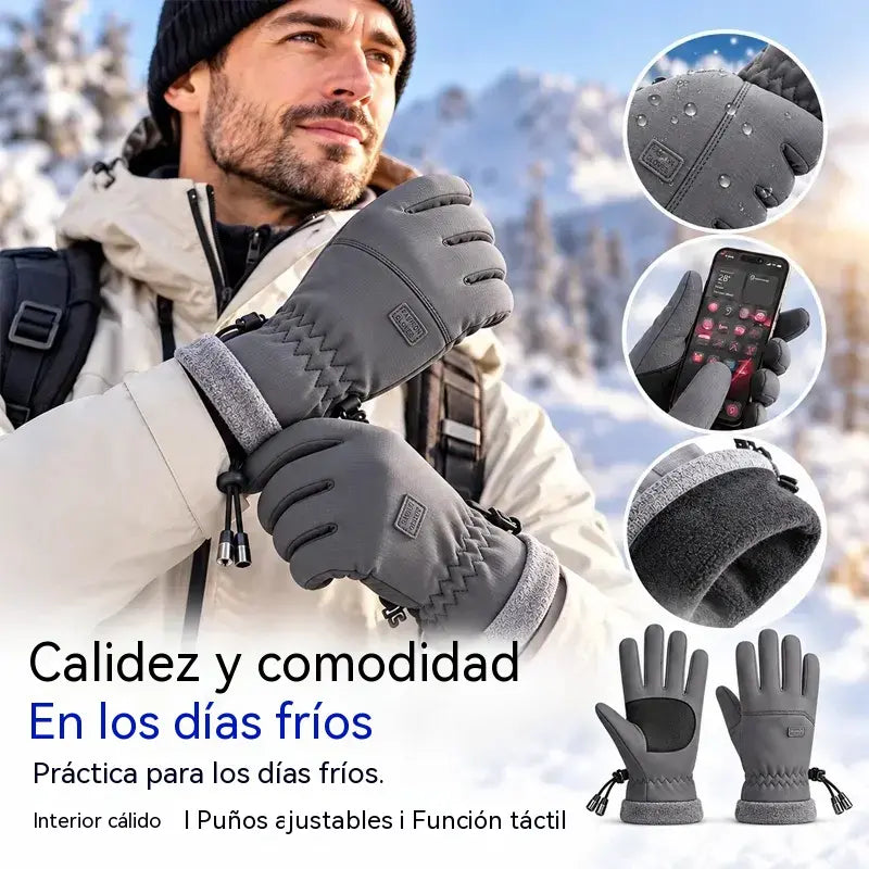 Guantes de invierno para hombre, impermeables y cortavientos · Forrados con tejido polar · Totalmente compatibles con pantallas táctiles · Palma antideslizante · ¡Ideales para ciclismo, esquí y senderismo!