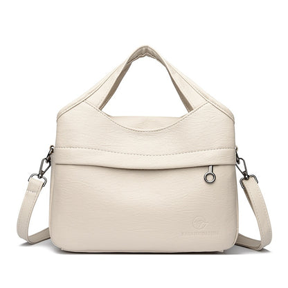 👜Bolso de hombro retro de gran capacidad para mujer, sencillo y versátil, de color sólido, bolso de viaje informal de piel suave de alta calidad.