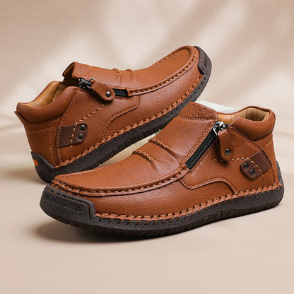 🐂👞【38-48】Ανδρικές δερμάτινες χειροποίητες αντιολισθητικές μπότες οδήγησης υψηλής ποιότητας - φαρδιά δάχτυλα, στήριξη στην καμάρα