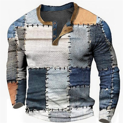 🎁😍[Oferta por tiempo limitado] 👔[S-4XL] Camiseta estampada de manga larga para hombre