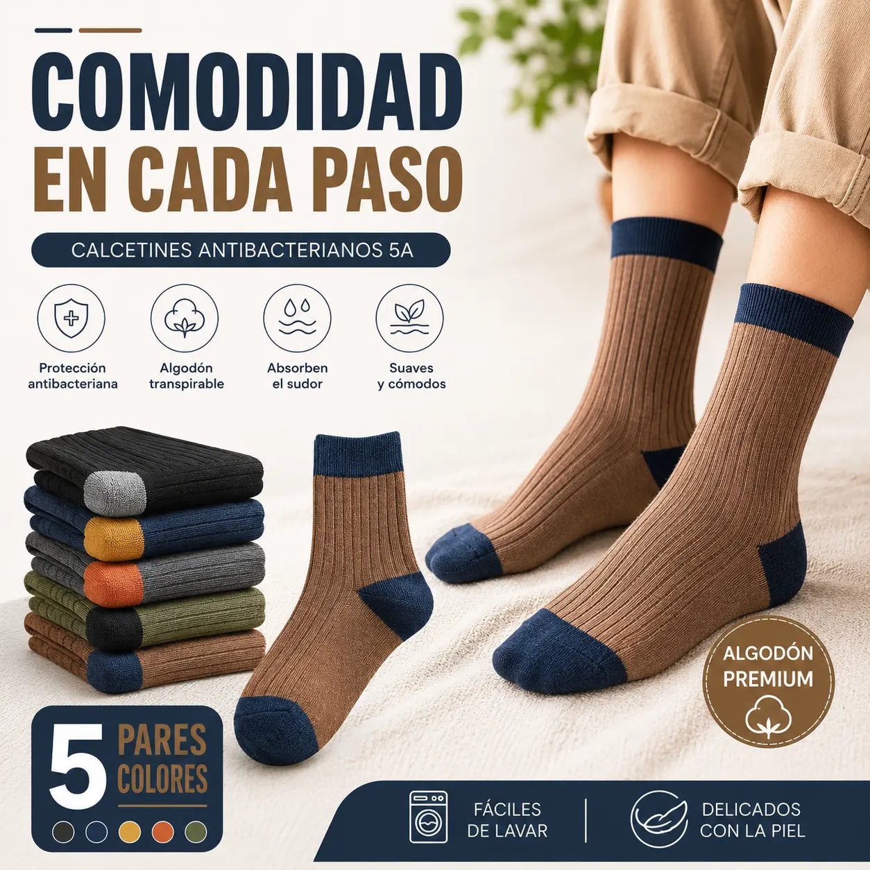 🧦【Compre 5 y obtenga 5 gratis】10 pares 29 euros😍 Calcetines desodorantes cálidos absorbentes del sudor para hombre