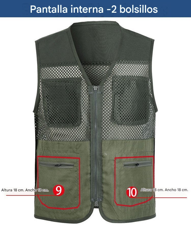 Chaleco sencillo y funcional con múltiples bolsillos 🔥【XL-4XL】
