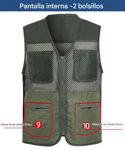 Chaleco sencillo y funcional con múltiples bolsillos 🔥【XL-4XL】